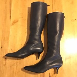 Helmet Lang pointy black heeled tall boots 9.5